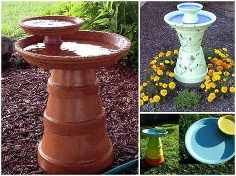 16 Sparkling Diy Clay Pot Ideas For The Garden Diy Bird Bath Bird