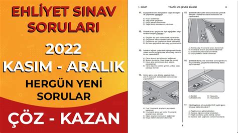 SINAVDA BİREBİR ÇIKMIŞ Ehliyet Sınav Soruları 2022 KASIM Ehliyet