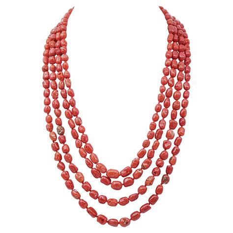Pink And Red Coral Bakelite Multi Strand Necklace For Sale At Stdibs