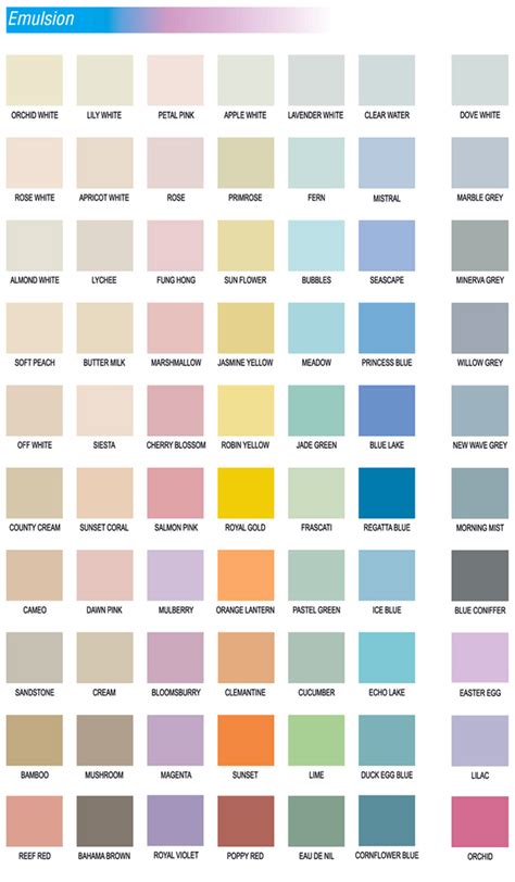 Wall Paint Colour Chart Pdf Paint Paints Asian Shade Card Colour