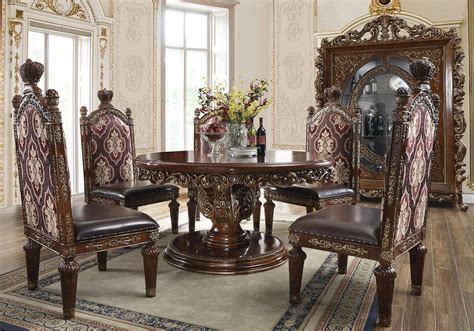 Burl And Metallic Antique Gold Round Dining Table Traditional Homey