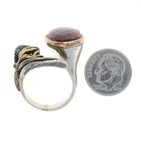 Handmade Bora Ring Ruby Sterling Silver Bronze Adjustable For Sale At