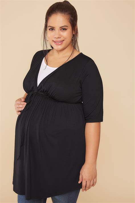 Bump It Up Maternity Black And White Nursing Longline Top With V Neck