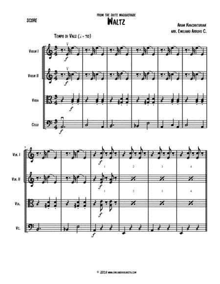 Waltz From The Suite Masquerade By Aram Khachaturian For String Quartet Music Sheet Download