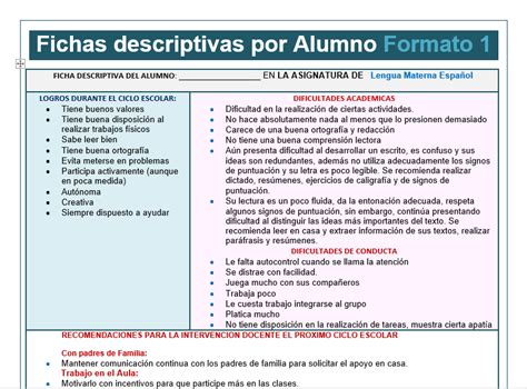 Fichas Descriptivas Secundaria Del Alumno Para Descargar