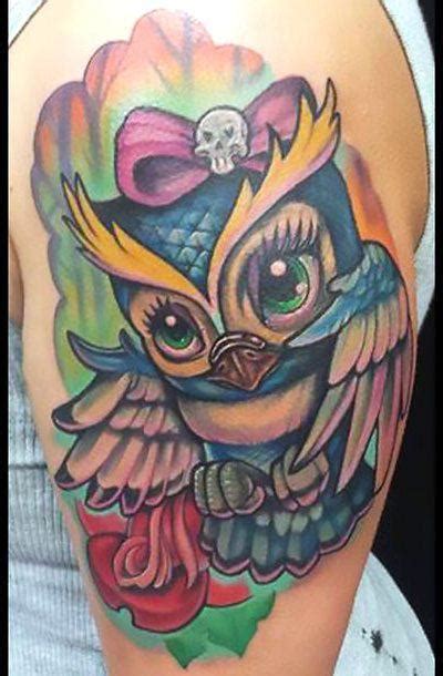 Cute Girly Owl Tattoo Idea