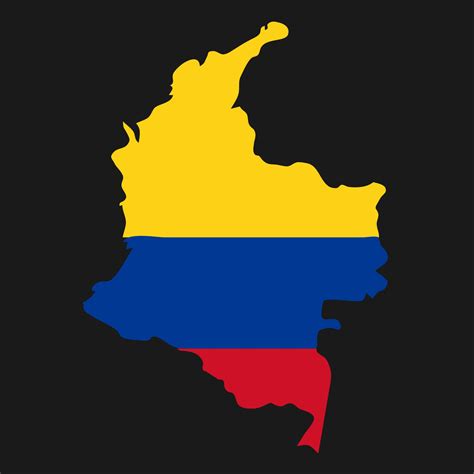 Colombia Mapa Silueta Con Bandera Sobre Fondo Negro 3330795 Vector En