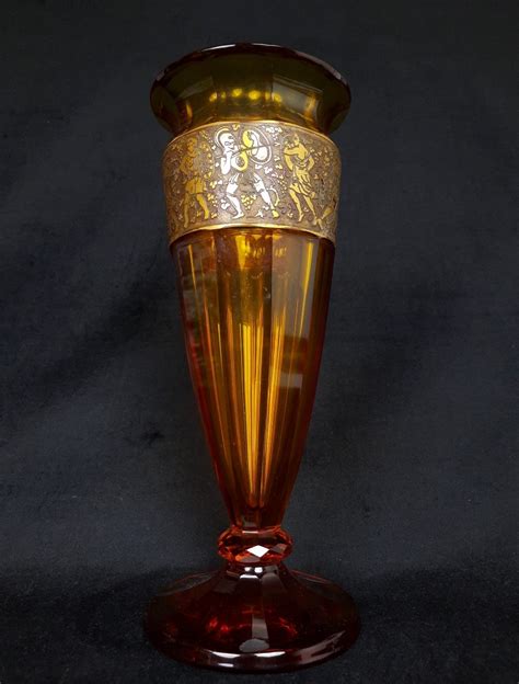 Proantic Moser Karlsbad Vase Amber Color Circa 1920