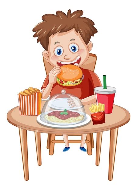 Boy Eating Lunch Cartoon