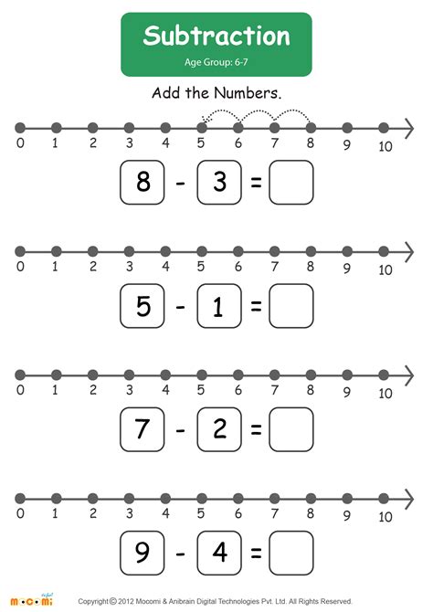 Subtraction Worksheet 01 Math For Kids Mocomi Kindergarten