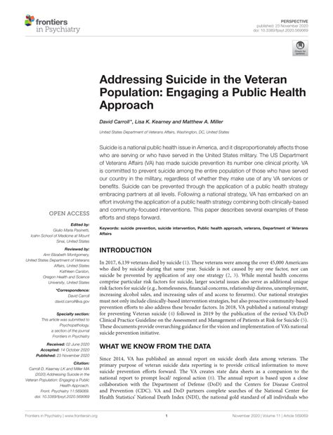 Pdf Addressing Suicide In The Veteran Population Engaging A Public