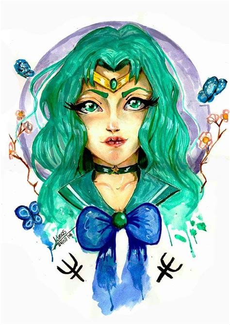 Sailor Neptune Sailor Moon Watercolor Illustration Art Sailor Neptune