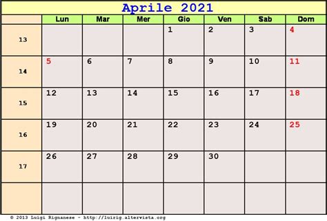 Calendario Aprile 2021 Da Stampare Data Di Pasqua Festa Della