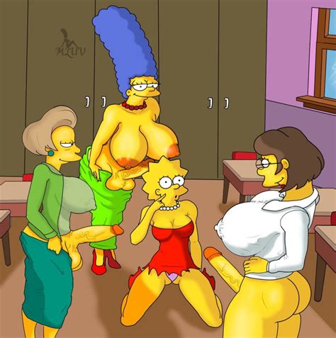 Rule 34 Big Breasts Big Penis Edna Krabappel Elizabeth Hoover Futanari Lisa Simpson Marge