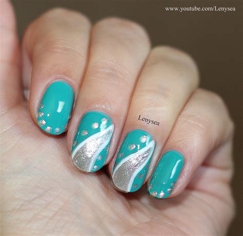 Aqua And Silver Elegant Nail Designs Nails Turquoise Nails