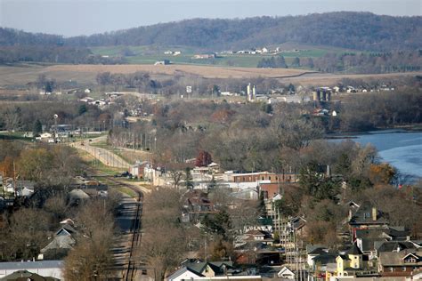 View of the town and hills beyond at Bellevue State Park, Iowa image