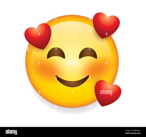 High Quality Emoticon On White Background Emoji Blushing In Love With