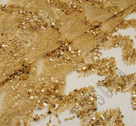Sequin Bead Embroidered Tulle Fabric Exclusive Fabrics From India