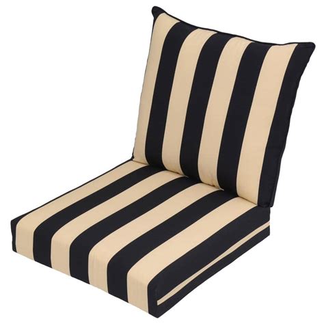 Black Cabana Stripe 2 Piece Deep Seating Outdoor Lounge Chair Cushion