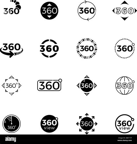 360 Degrees Angle View Rotate Vector Icons Set Rotate And Turn