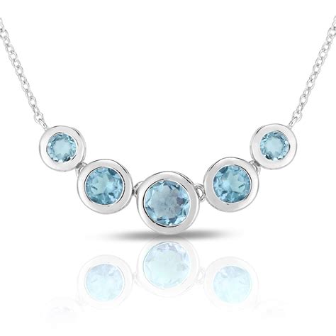 5 Blue Topaz Sterling Silver Necklace Power Sales