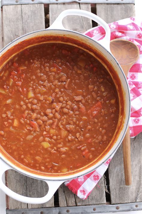 Homemade Baked Beans With Ham And Peppers A Bountiful Kitchen
