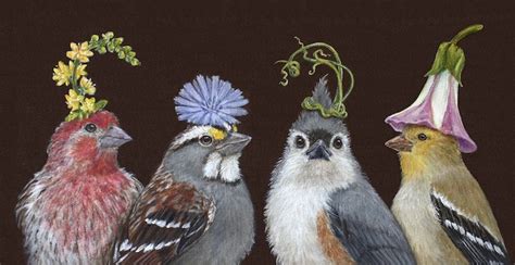 Last To Know On Flower Hat Night Vicki Sawyer Birds Painting Bird