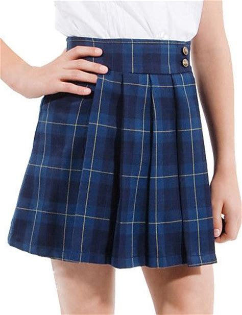 Azul Tattersall Oscuro Falda Plisada Uniformes Escolares De Las Niñas