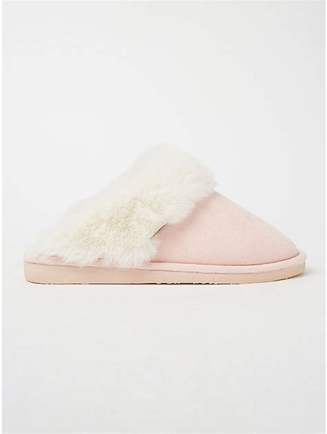 Pink Faux Fur Mule Slippers Women George At Asda