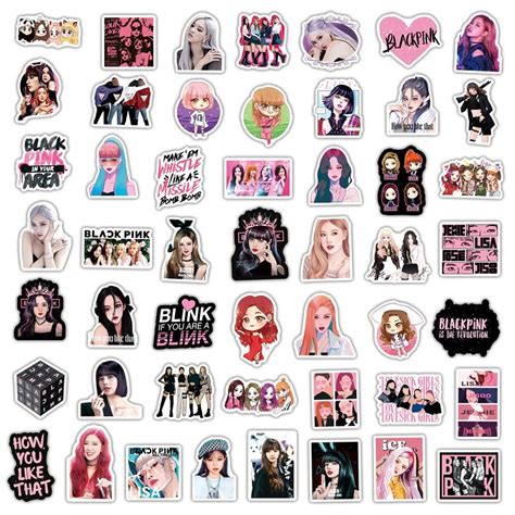 50pcs K Pop Black Pink Stickers Pack Korean Stars Jisoo Jennie Etsy