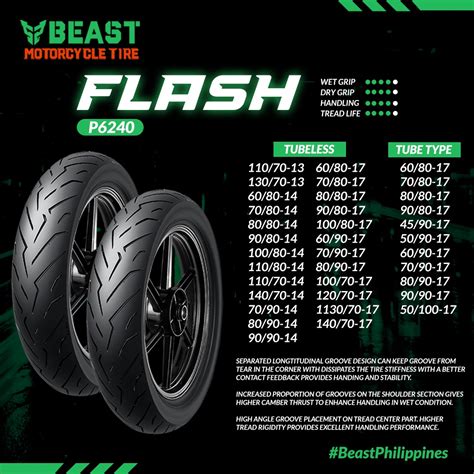 Beast Tire Flash P6240 Tubeless Tire R13 R14 17 Motorcycle Tires