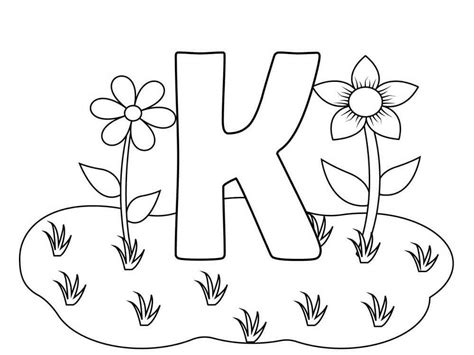 Letter K Key Kite Kitten Kangaroo Coloring Page Free Printable
