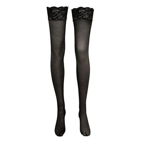 3 Black Seam Thigh Hi With Lace Top Stocking 392 Found On Liked On Polyvore Featuring