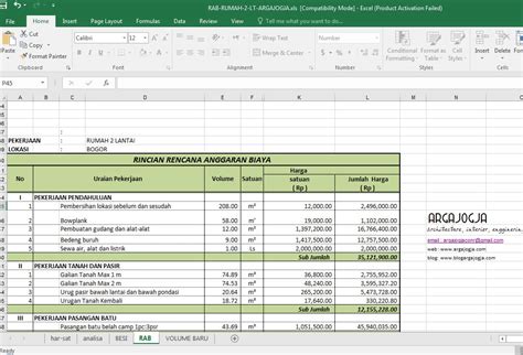 Download File Excel Rab Rumah Lantai Argajogja S Blog