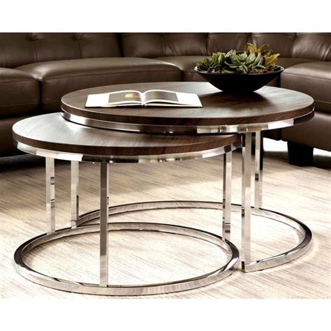 Hudson & canal rocco nesting coffee table set. Shop Mergot Modern Chrome 2-piece Cocktail Round Nesting ...