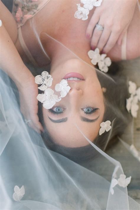 elegant bridal boudoir with long veil the white wren