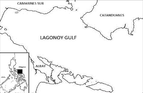 Map Showing Lagonoy Gulf And The Provinces Of Albay Camarines Sur And