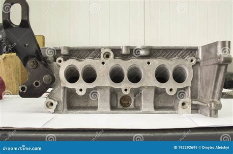 View From The Intake Manifold To The Engine Block Head Stock Image
