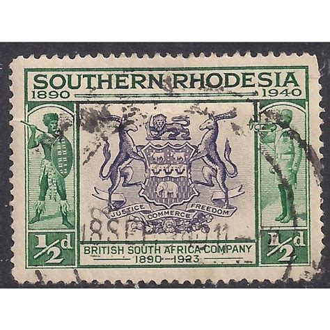 Southern Rhodesia 1940 Kgv1 12d Coat Of Arms Used Sg 53 334 On