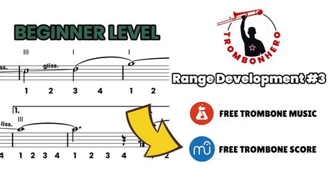 Beginner Range Development 3 Trombonhero Trombone Score Exercise