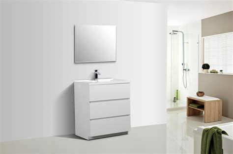 Alma Edison 30″ Gloss White Modern Bathroom Vanity W 3 Drawers And