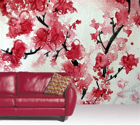 Wallpaper Mural Cherry Blossom Aquarelle Muralunique