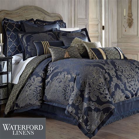 Vaughn Navy Comforter Bedding By Waterford Linens