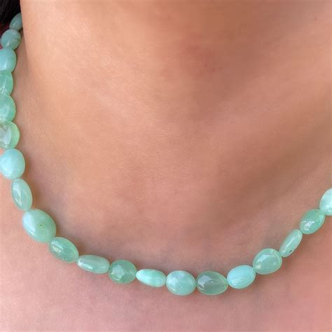 Ct Green Opal Beaded Necklace Oval Beads Smooth Beads Etsy In