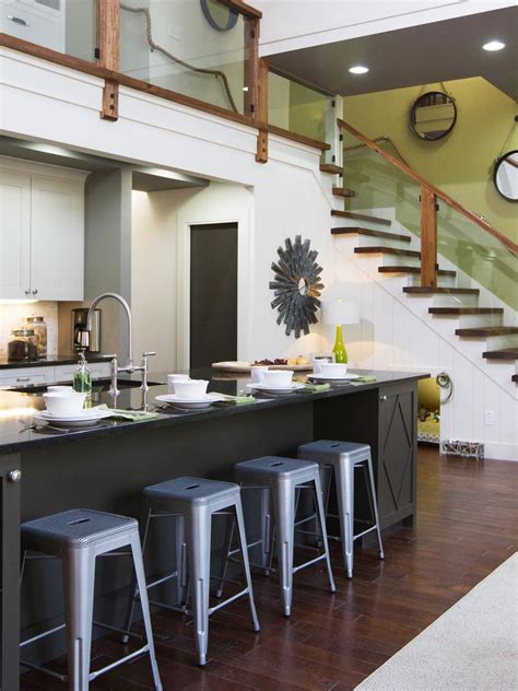 Develop a functional kitchen floor plan. Open-Floor Plan Kitchen Island With Metal Bar Stools | HGTV