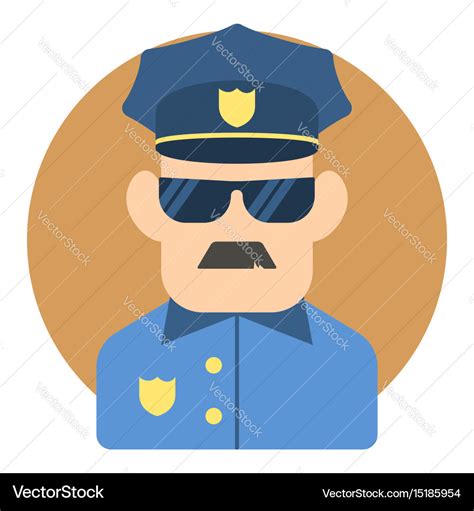 Policeman Icon Flat Style Royalty Free Vector Image