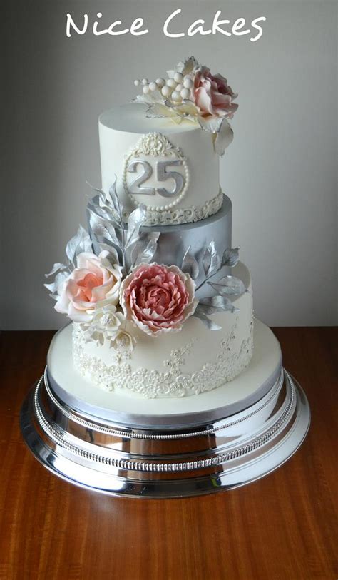 25th wedding anniversary decorated cake by paula rebelo cakesdecor