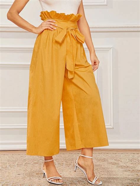 Paperbag Waist Belted Palazzo Pants Gagodeal Striped Wide Leg Pants