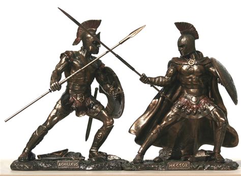 Achilles Vs Hector Battle Of Troy Warrior Statue Sculpture Bronze Finish