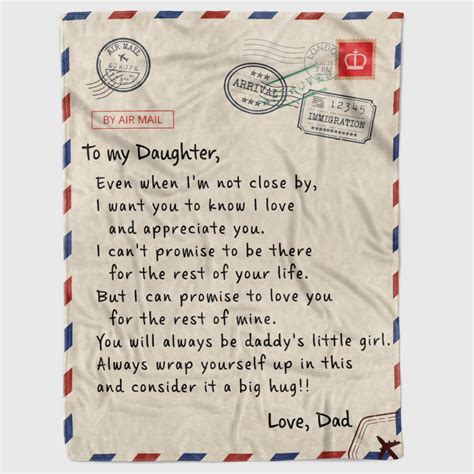 to my dad for all the times you mean more to me love your daughter thoughtful letter fleece